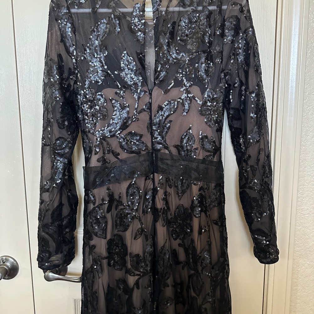Dress the Population Elegant Ava sequin floral Black Gown size medium M - Picture 16 of 17